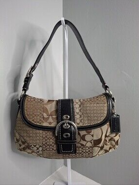 Coach Soho Signature Patchwork Flap Shoulder Bag F12316 Y2K Baguette EUC